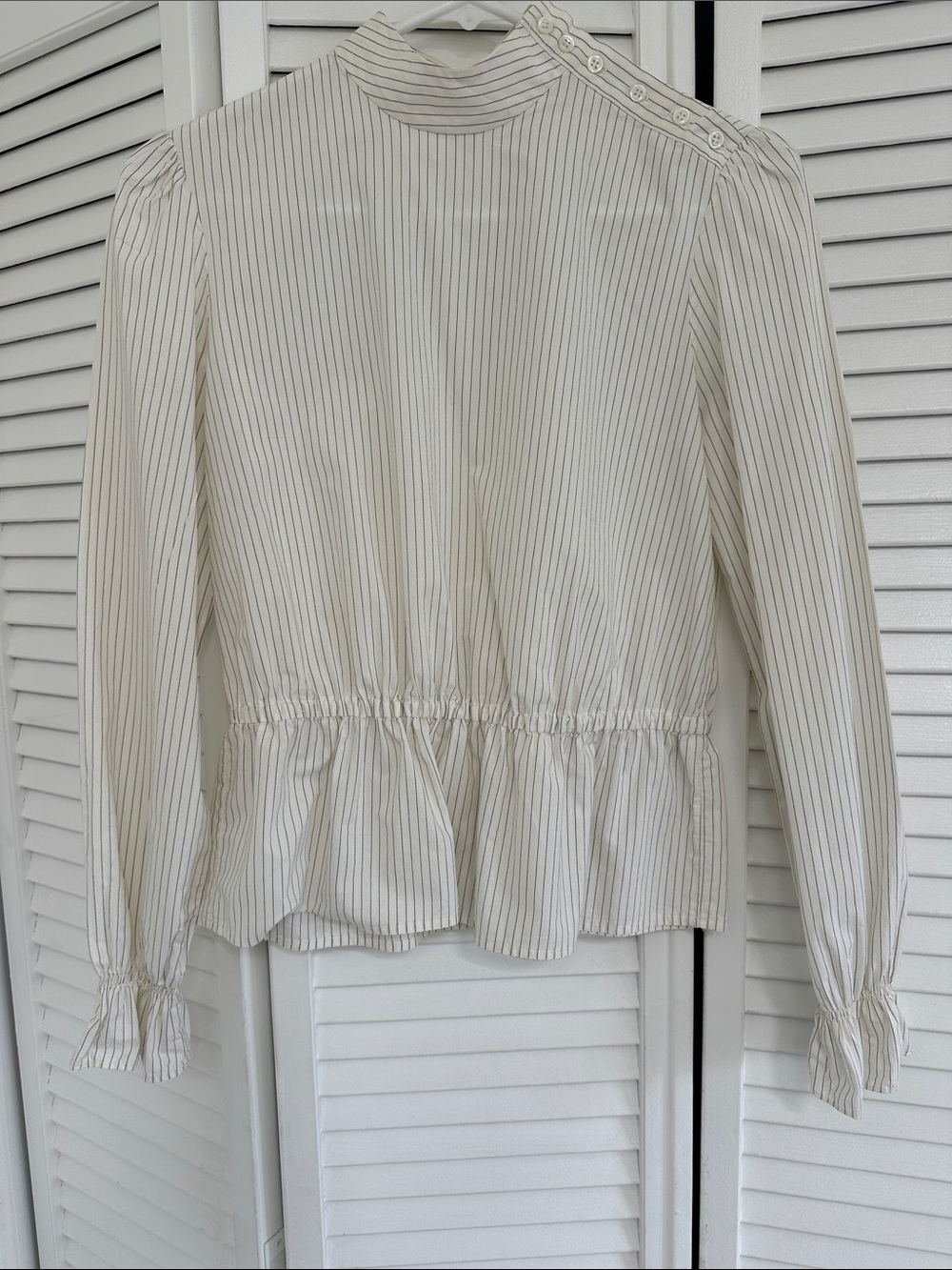 Bonpoint Cream Striped Peplum Blouse